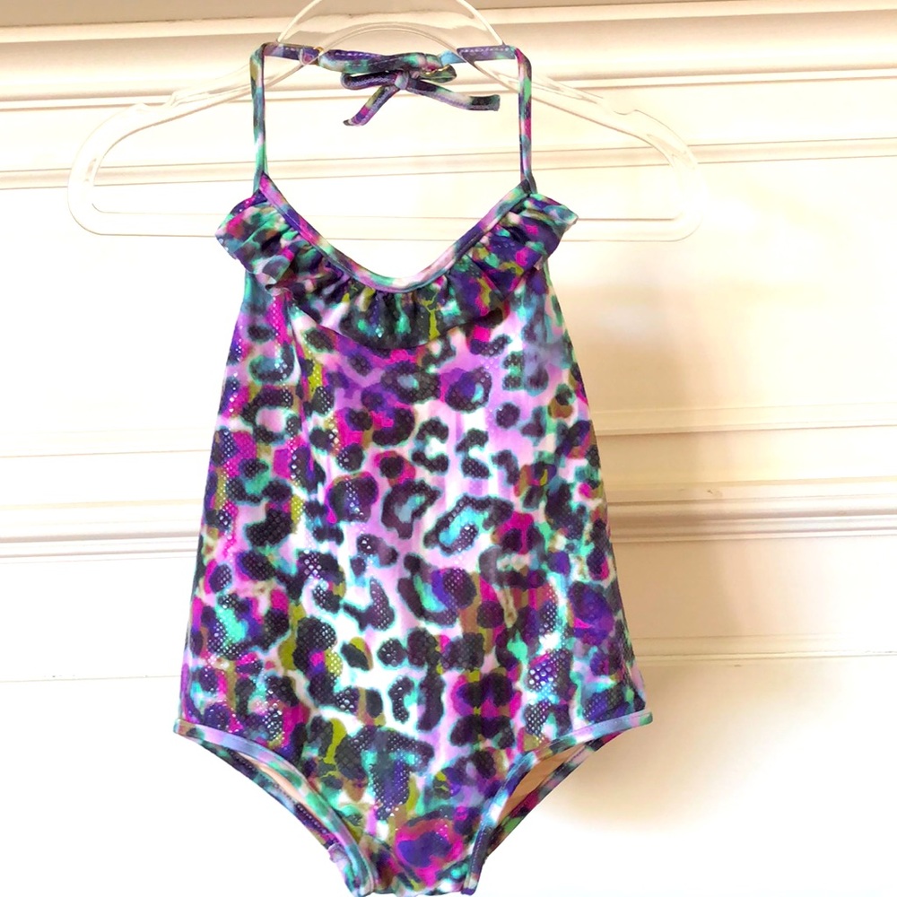 Milly Minis Cheetah Print Swimsuit in Jewel Tones